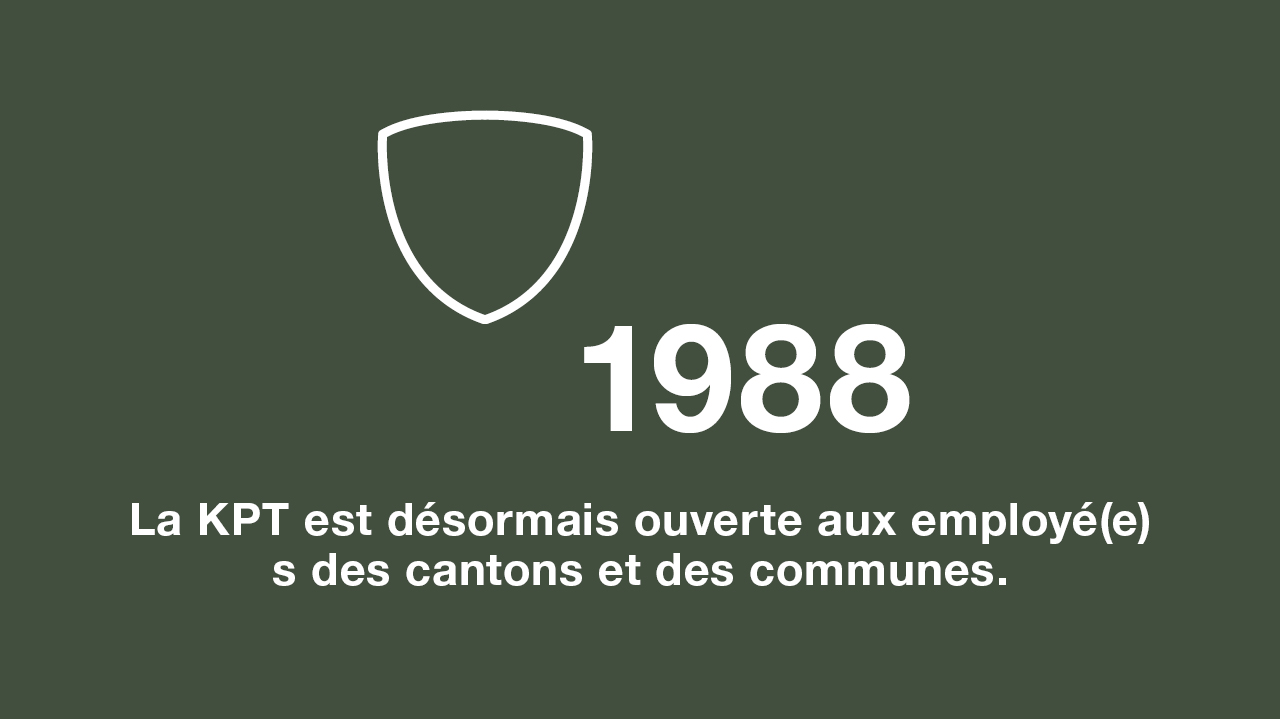 1988: La KPT est désormais aussi ouverte aux collaborateurs des cantons et des communes.