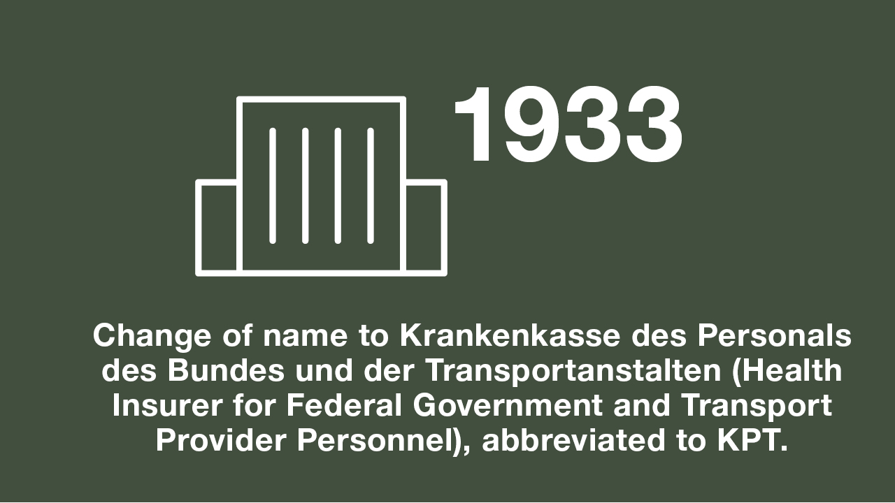 Renaming to "Health Insurer for Federal Government and Transport Provider Personnel", in short: KPT.