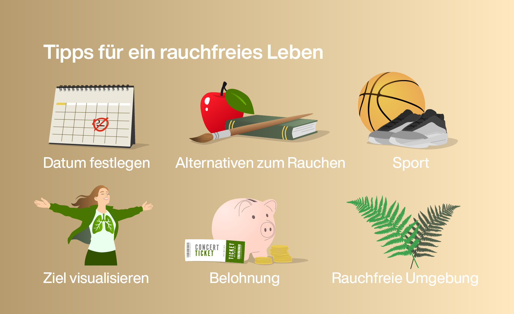 Grafik mit praktischen Tipps zur Raucherentwöhnung